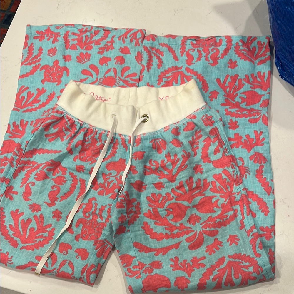 Vibrant Coral Print beach pant